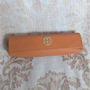 NEW TORY BURCH ORANGE SMALL AUTHENTIC EYEGLASSES CASE W/CLOTH